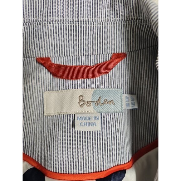 Boden Blue & White Striped Cotton Button Formal Trim Blazer Jacket Women Us 6P - Picture 4 of 7
